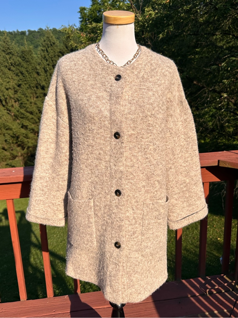 Magaschoni Button Front Wool-Blend Cardigan Jacket